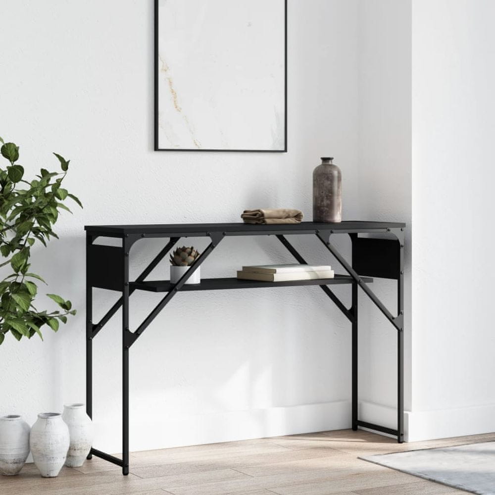 Vidaxl Konzolový stolík s policou čierny 105x30x75 cm kompozitné drevo